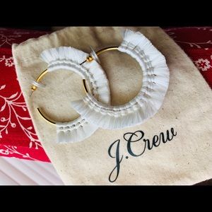 J. Crew Fringe Hoop Earrings in White